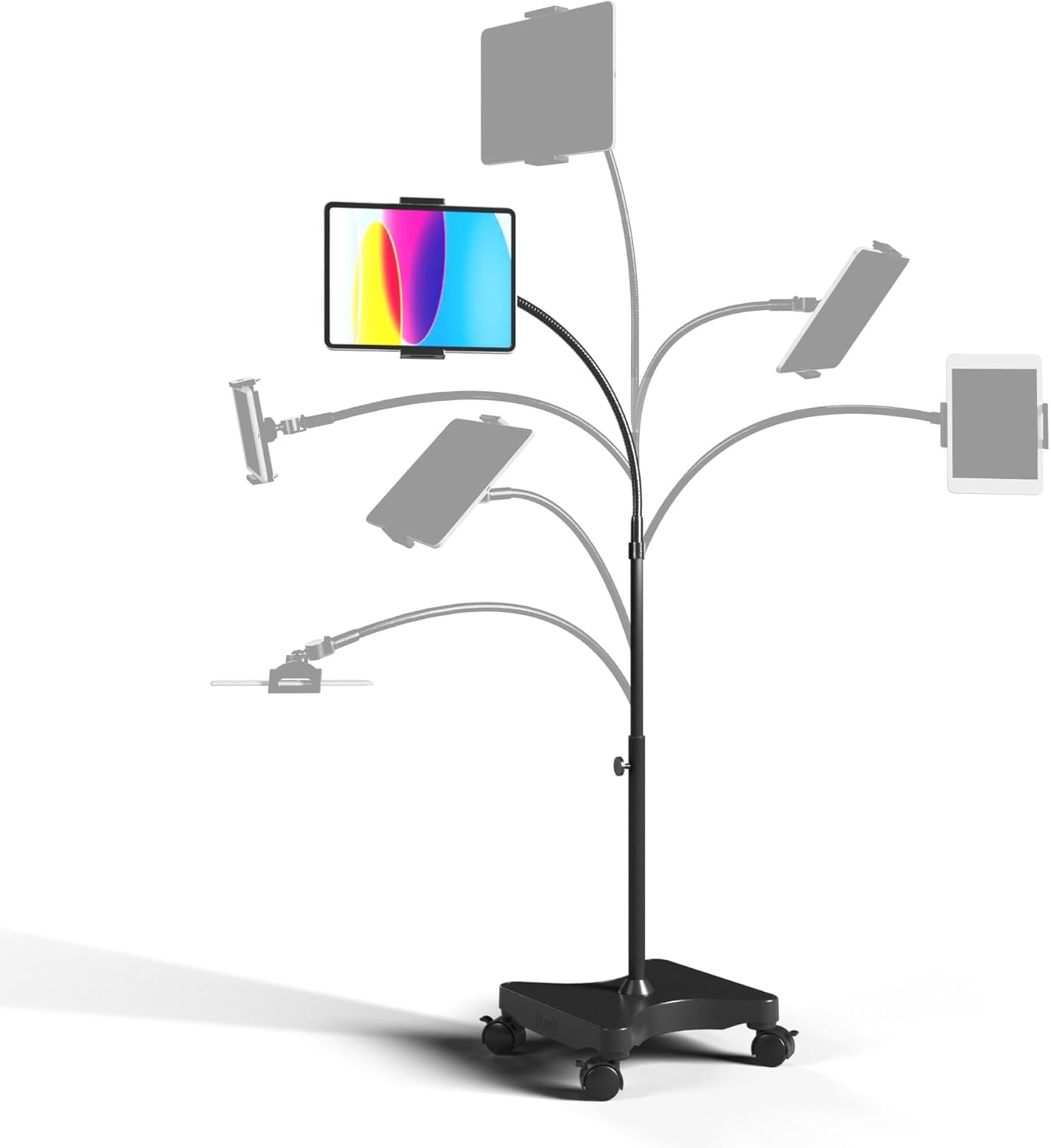 LEVO Adjustable Height Floor Stand for Tablets & Phones on Wheels
