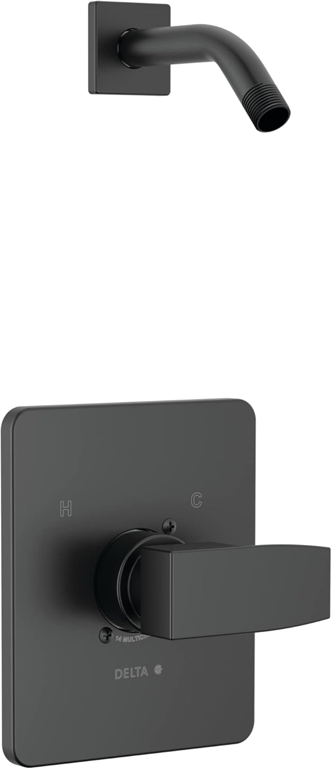 Delta T14267-LHD-PP Modern Shower Trim Package in Matte Black