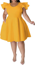 Plus Size Cape Flutter Sleeve A Line Skater Dress - Flattering Fit
