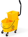 Commercial Mop Bucket with Wringer on Wheels - 26 Quart Durable Mop