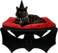 Halloween Gothic Cat Bed with Bat Design - Elevated Sisal Scratcher