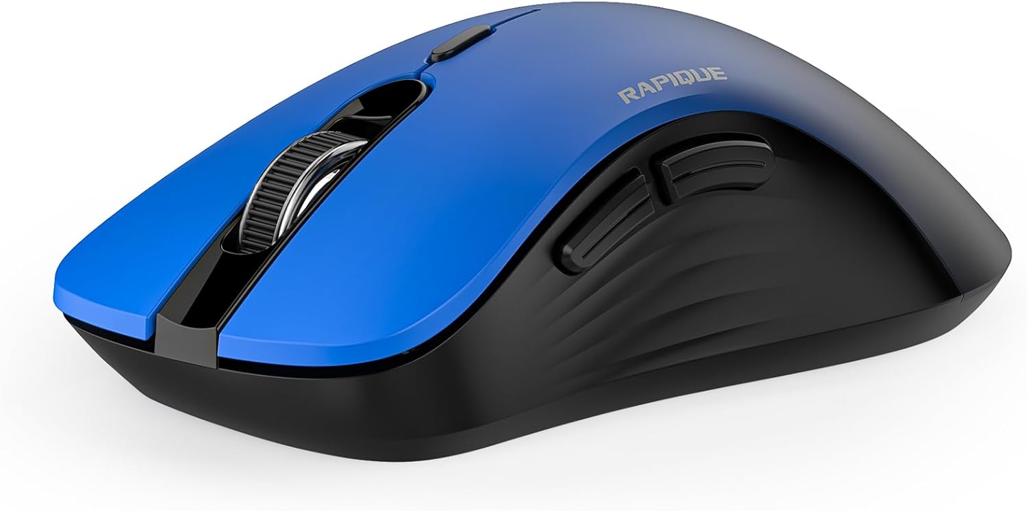 RAPIQUE Bluetooth Mouse - Dual Connectivity, Comfort Grip, Quiet Clicks, Low Power - Multi-Device Compatible (Gradient Blue)