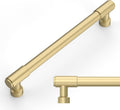 Amerdeco 10 Pack Brushed Gold Cabinet Pulls 6.3 in Hole Center