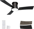42 in Black Low Profile Ceiling Fan with Light and Remote - Dimmable