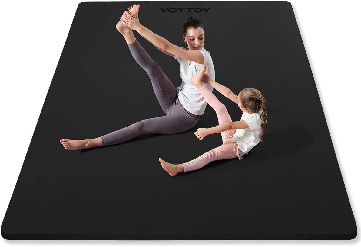 YOTTOY Large Non-Slip Yoga Mat: Extra Wide 1/2 TPE for Ultimate Home Workouts