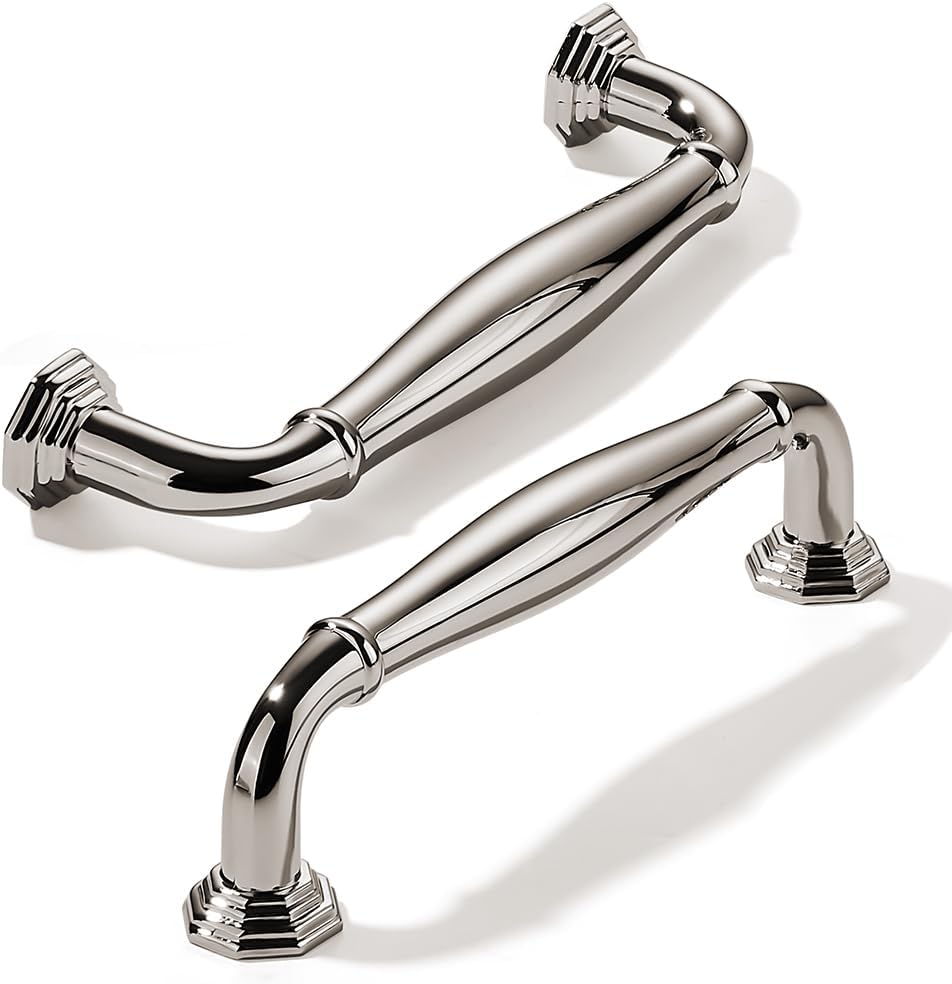 10 Pack 5 Inch Hole Center Polished Nickel Cabinet Pulls for Home