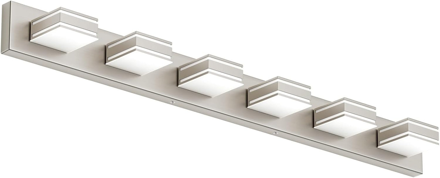 Brushed Nickel 48inch Bathroom Vanity Light with 6 Rotatable Lamps