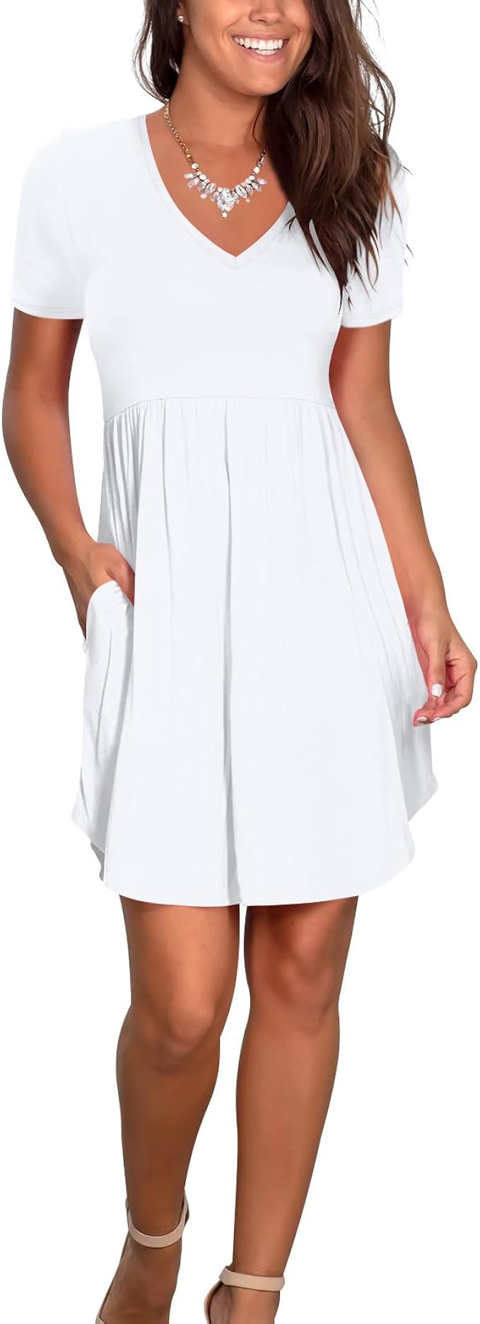 Atizon Casual Summer T Shirt Dress for Women with Pockets