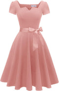 Women's Classic Tea Dress Short Sleeve Swing Dress - Versatile