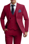 Mens 3 Piece Slim Fit Suit Set - Double Breasted Vest Tuxedo WOMS