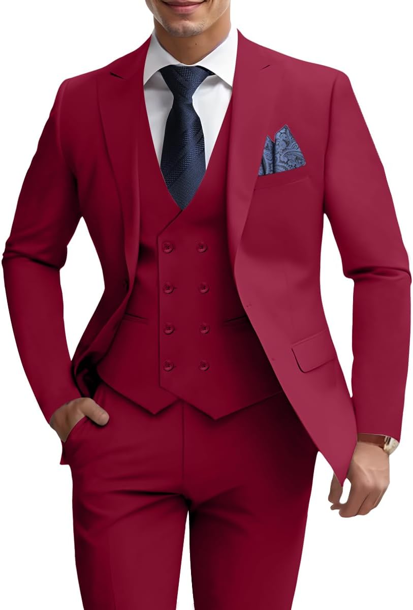 Mens 3 Piece Slim Fit Suit Set for Weddings and Formal Events
