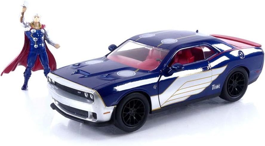 Marvel Dodge Challenger SRT Hellcat w/ Thor Figure - Collectible Fun!