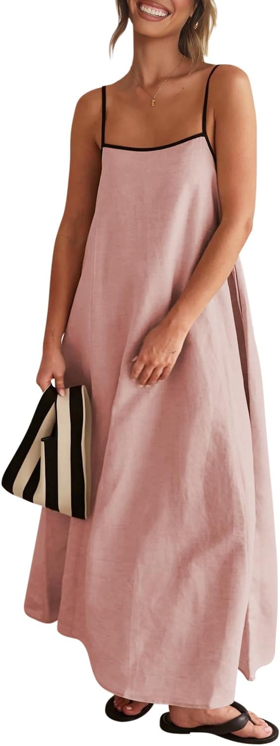 Senllen Women's Linen Dress: Flowy Sundress for Summer Fun