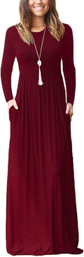 Women's Long Sleeve Loose Maxi Dress - Flowy Everyday Comfort EUOVMY
