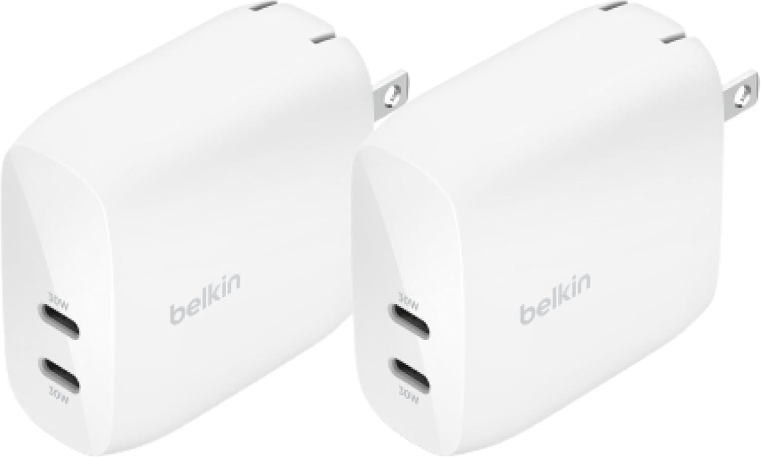 Belkin Dual USB C Charger Block 60W for Fast Charging Devices