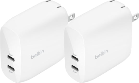 Belkin Dual USB C Charger Block 60W for Fast Charging Devices
