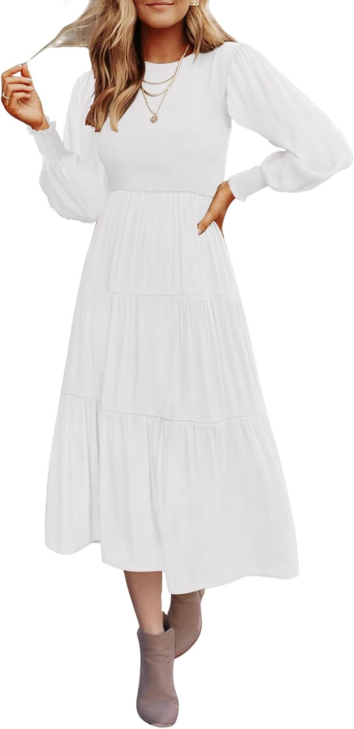 ZESICA Women's Casual Long Sleeve Midi Dress for Every Occasion