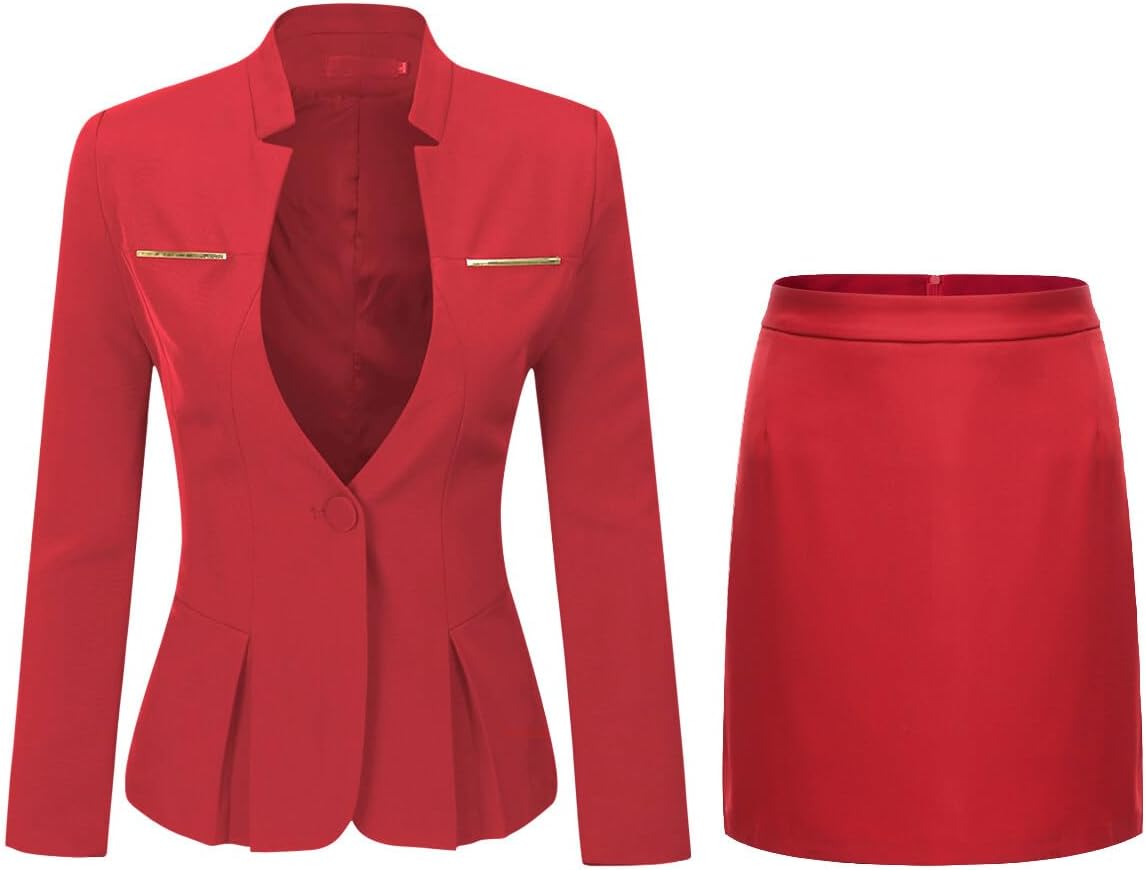 YUNCLOS Women's 2 Piece Business Skirt Suit Set for Office Wear