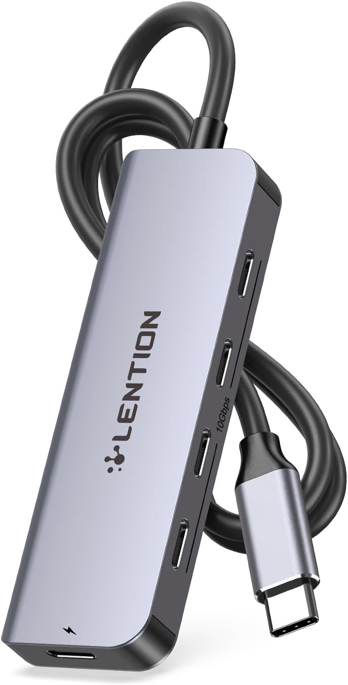 Lention 2FT Long Cable USB C Hub with 4 USB-C Ports for Fast Data