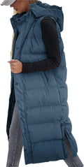 Grlasen Womens Long Puffer Vest Hooded Sleeveless Winter (Style 4VYP)