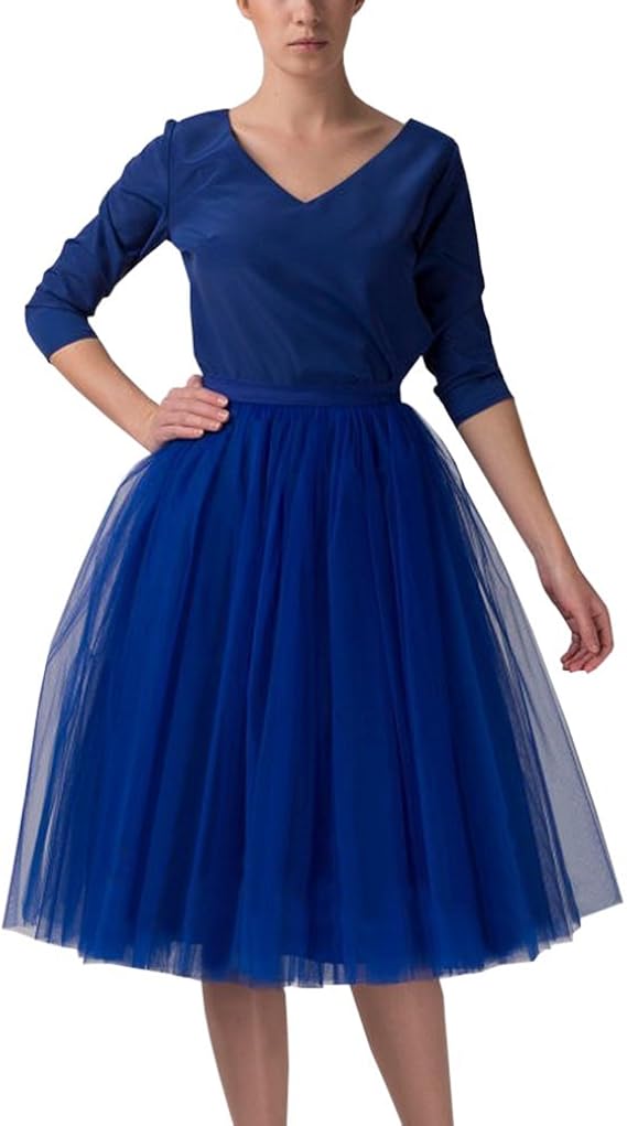 WDPL Women's A Line Short Knee Length Tutu Tulle Prom Skirt