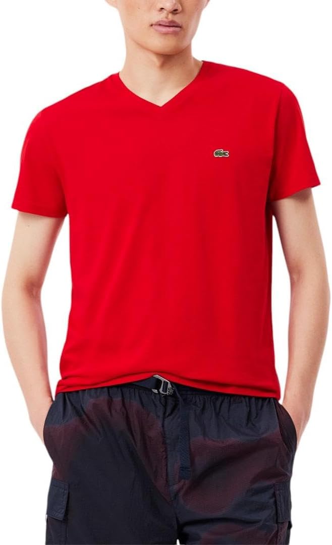 Orange V-Neck Top by Lacoste - Soft Pima Cotton Jersey Fabric