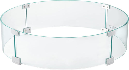 VEVOR Fire Pit Wind Guard - 23 x 23 x 8 Inch Glass Shield