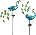 Peacock Solar Stake Lights 2 Pack - Decorative Blue Garden Path