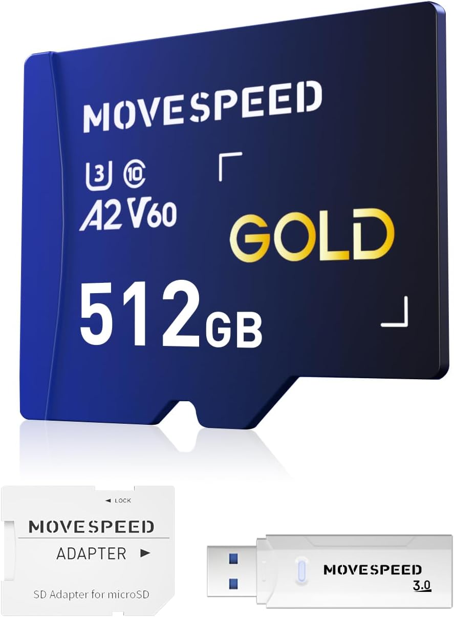 MOVE SPEED 512GB SD Card: Ultra-Fast 170MB/s for 4K Recording