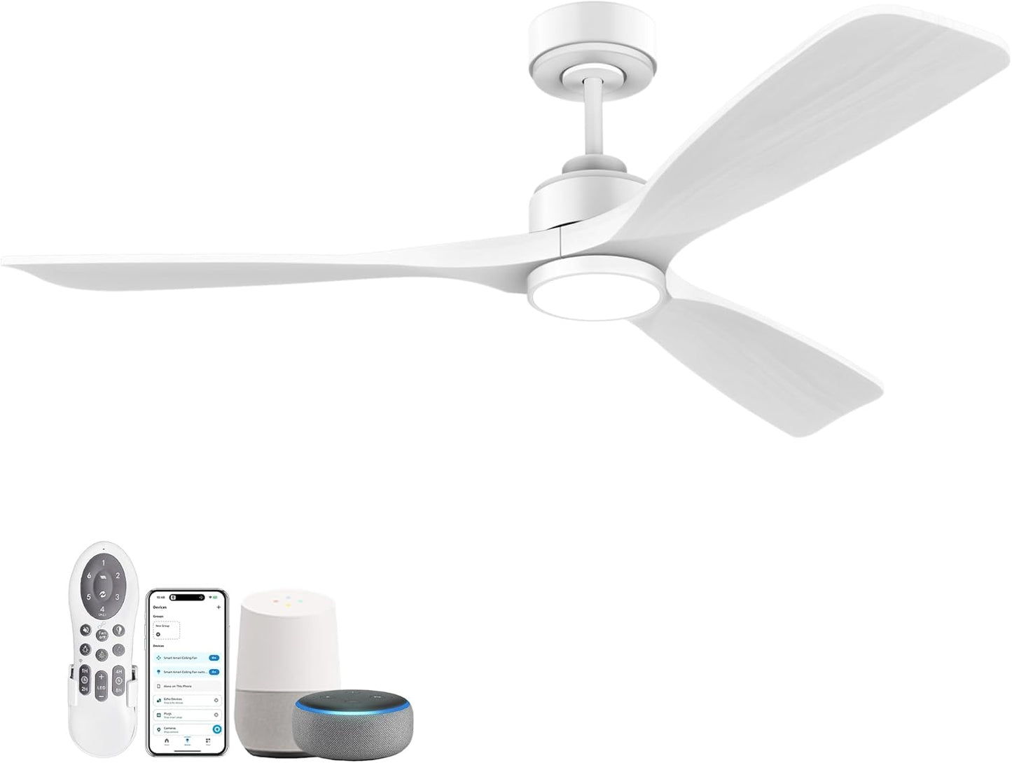 52 Inch Smart Ceiling Fan with Lights and Remote Control Options