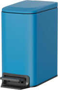 6 Liter Blue Small Bathroom Trash Can with Lid - Slim Soft Close