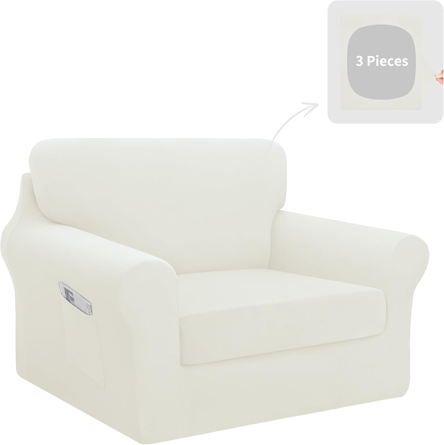 Easy-Going 3 Pieces Stretch Chair Cover Set for Furniture Protection