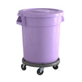 20 Gallon Purple Round Commercial Trash Can with Lid and Dolly