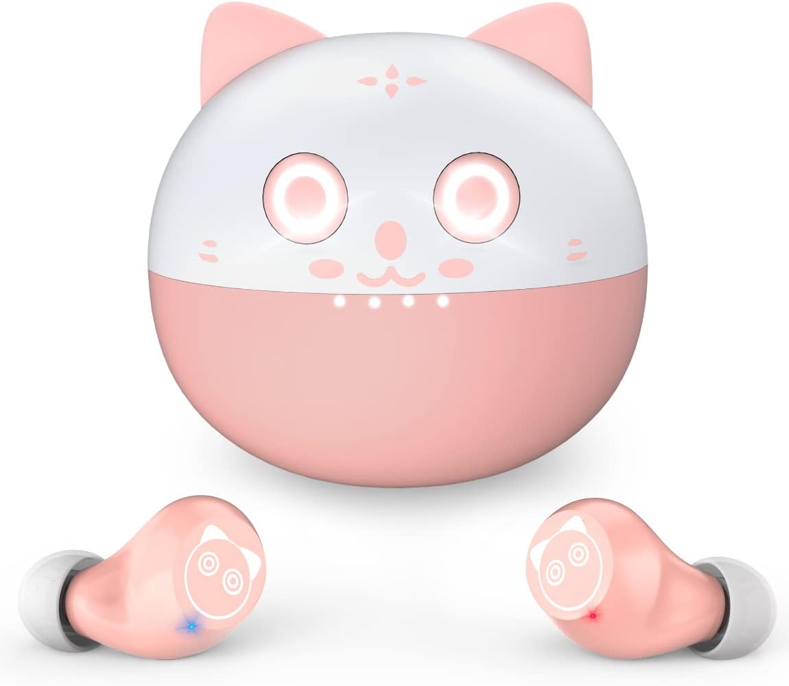 AMAFACE Kids Wireless Earbuds: Cute Kitty Design, Waterproof, HiFi Sound