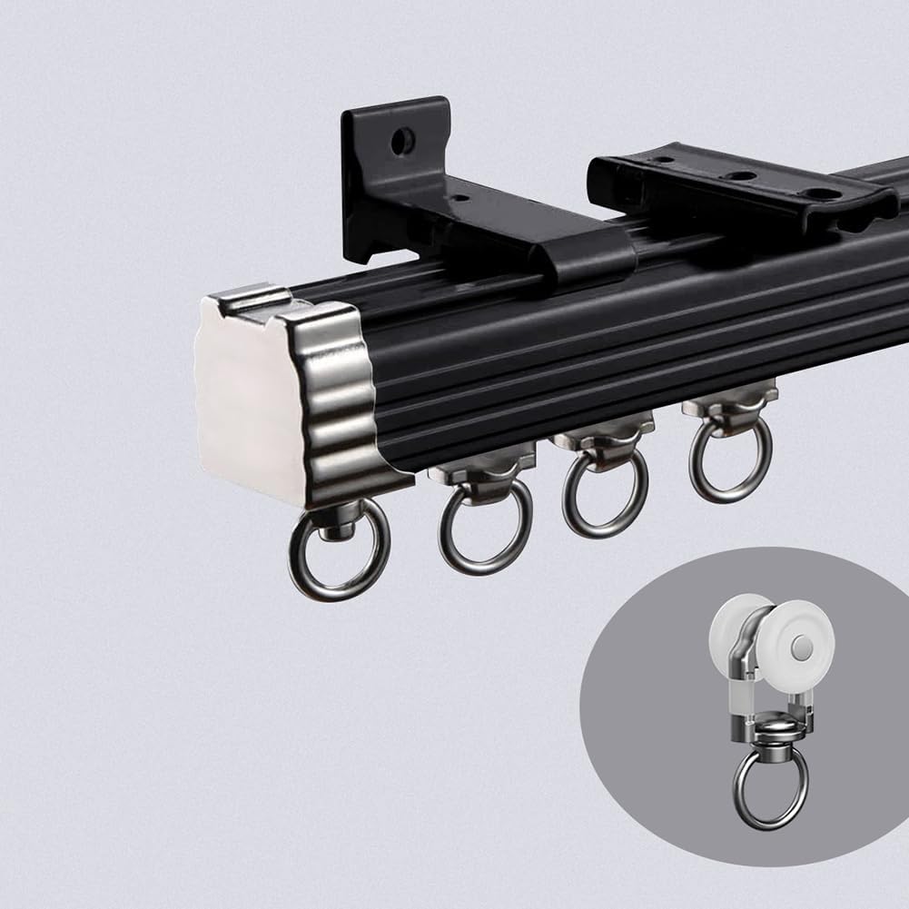 TIPIACE 78 Heavy-Duty Black Curtain Track