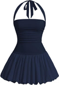 SOLY HUX Women's Bubble Mini Dress Y2K Halter Backless