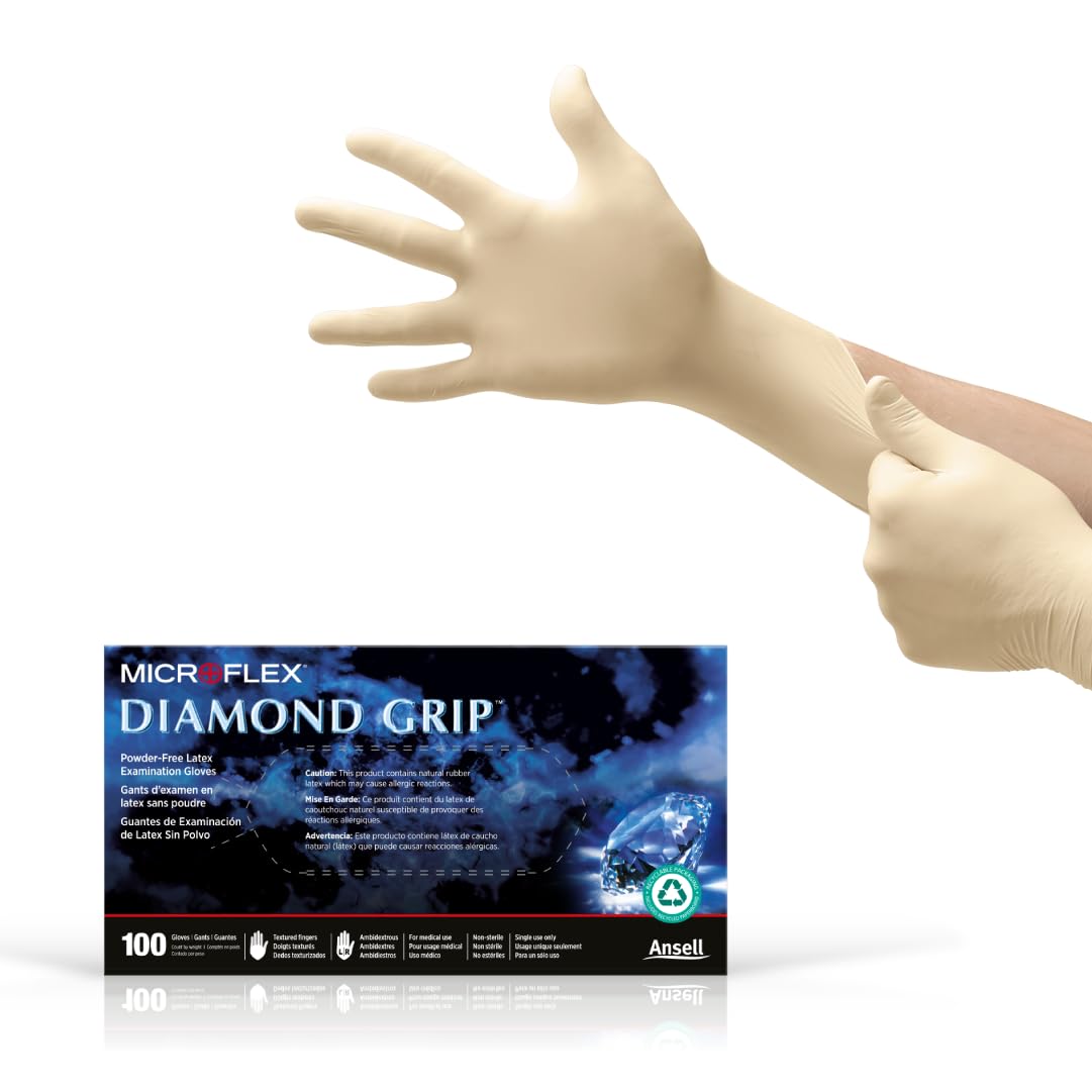 Ansell Diamond Grip Latex Gloves - Secure Grip for Any Industry