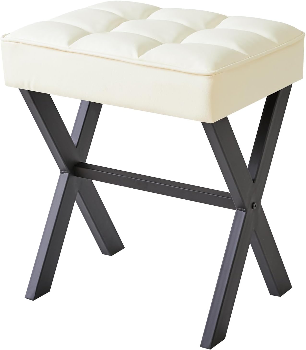 IBUYKE Square Makeup Stool with X-Leg Foot Rest for Versatile Use