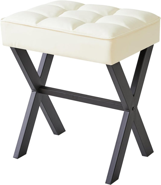 IBUYKE Square Makeup Stool with X-Leg Foot Rest for Versatile Use