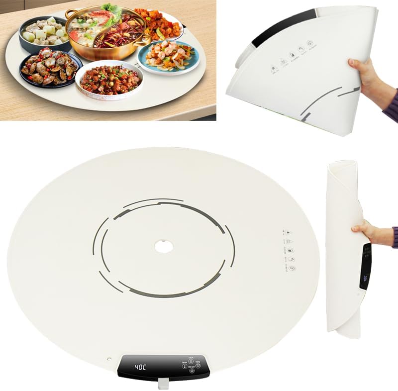 Portable Electric Round Warming Tray for Kitchen and Travel