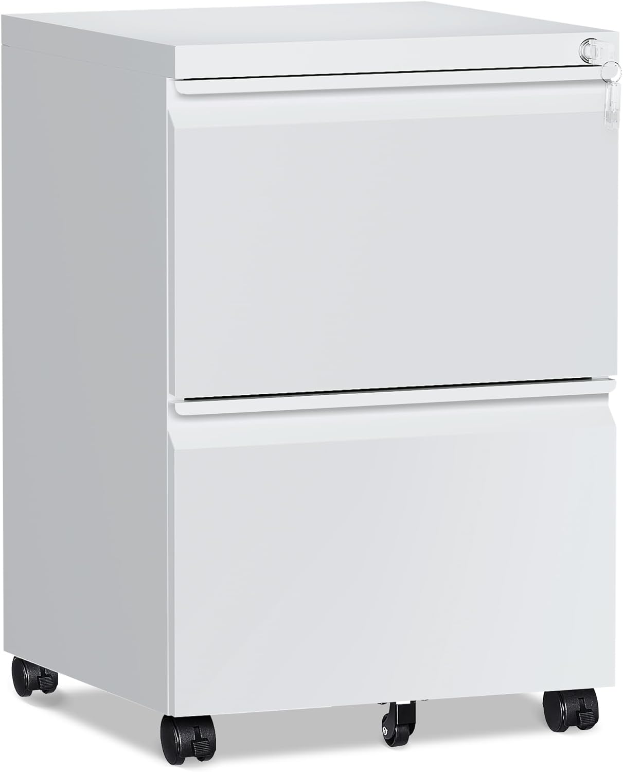 2 Drawer File Cabinet with Lock and Wheels for Secure Storage