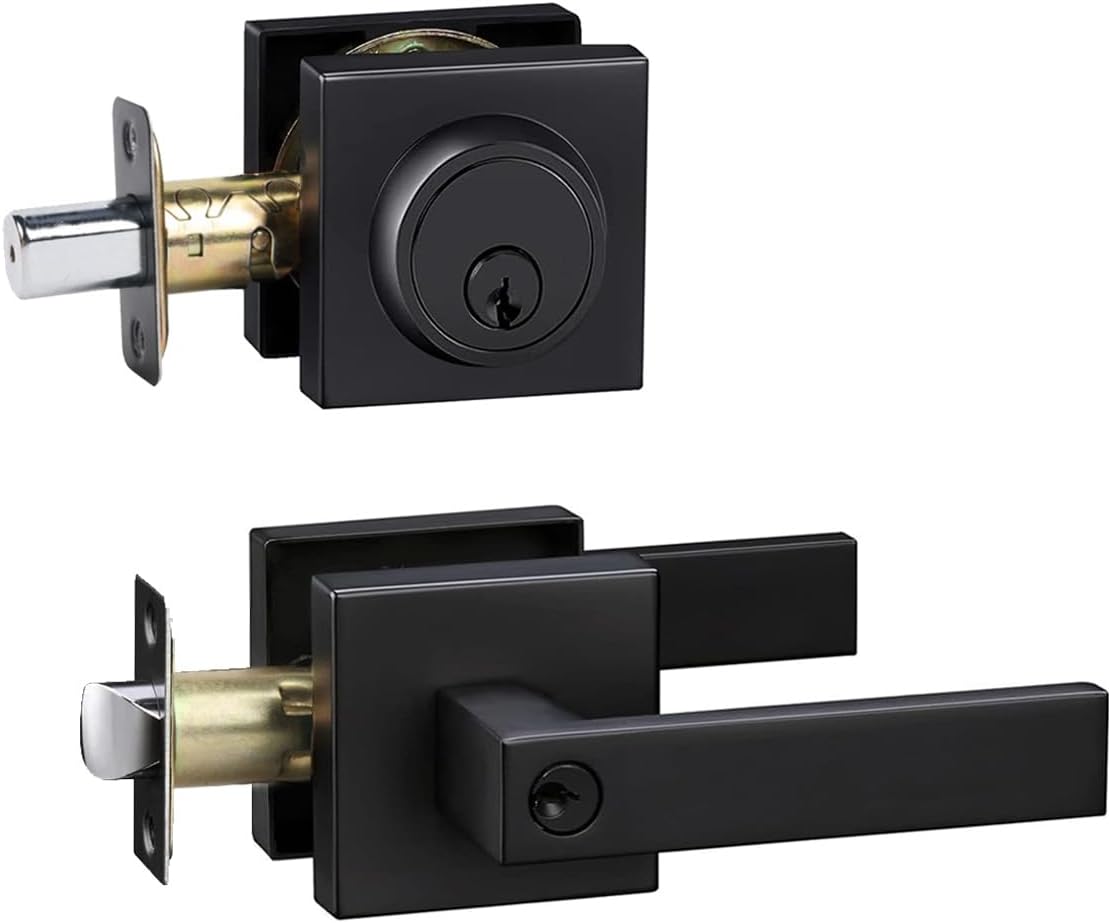 Front Door Lock Set with Single Cylinder Deadbolt for Security