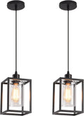 Black Pendant Lights for Kitchen Island - Adjustable Farmhouse Lantern