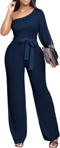 Formal Jumpsuit for Women Dressy V Neck Off Shoulder - Long Straight
