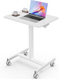Portable Sit Stand Desk - Adjustable Height, Lockable Wheels