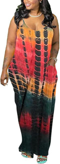 Womens Plus Size Striped Suspender Maxi Dress - Sleeveless