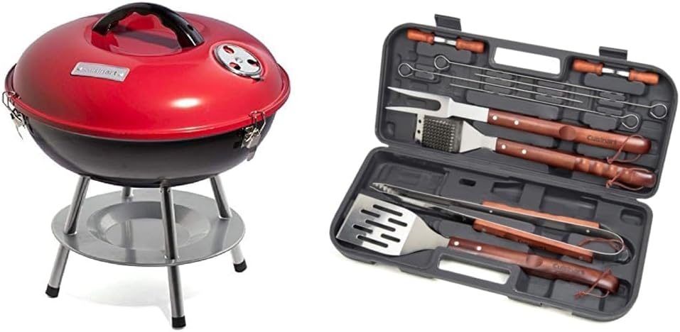 Portable Charcoal Grill with Essential Tool Set for Outdoor Cooking