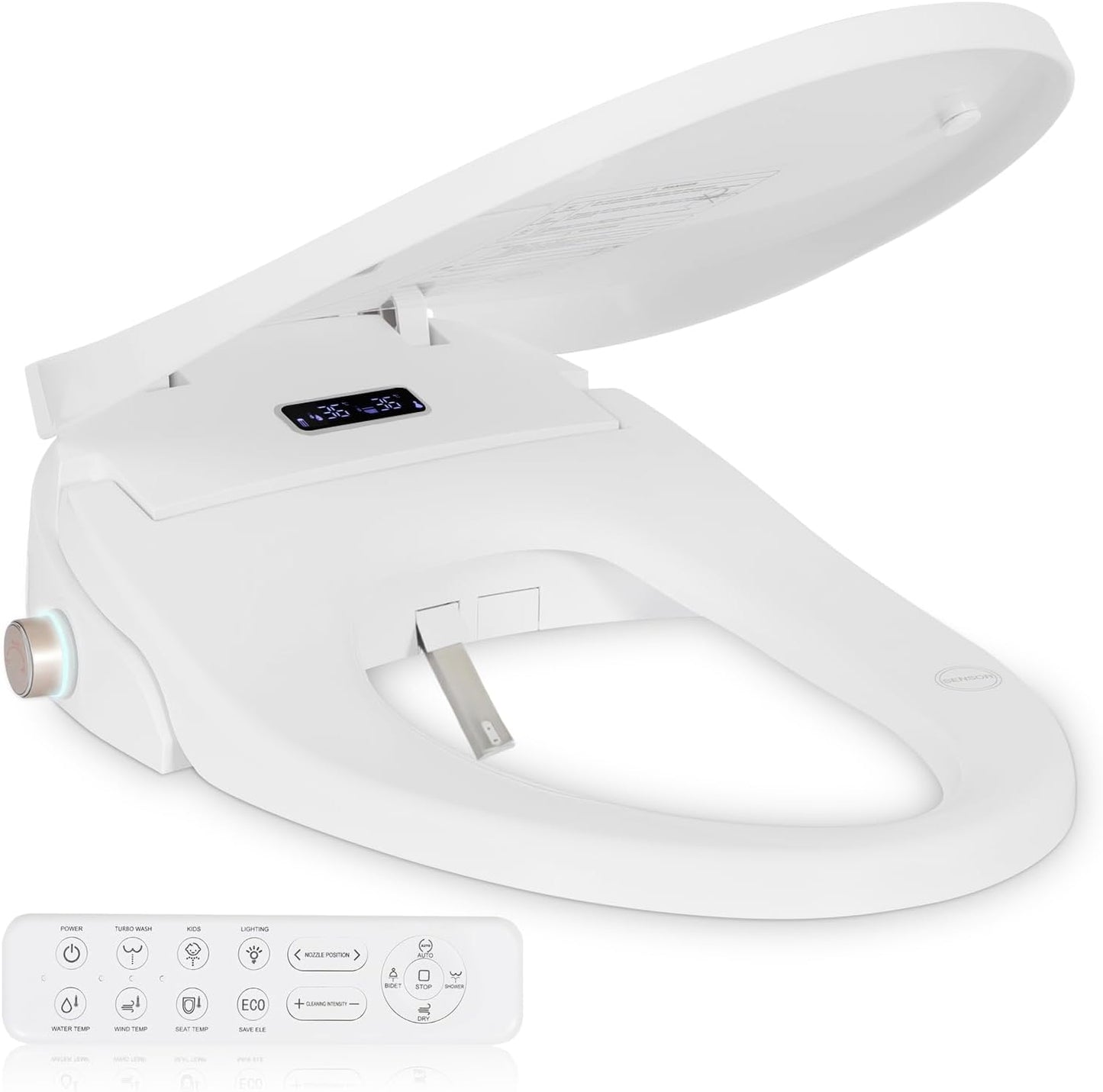 Smart Heated Toilet Seat with Bidet & Self-Cleaning Nozzle