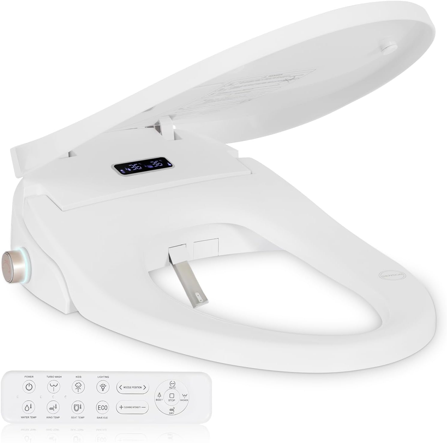 Smart Heated Toilet Seat with Bidet & Self-Cleaning Nozzle