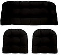 Indoor Outdoor Tufted Wicker Settee Cushions 3-Piece Set - Weather